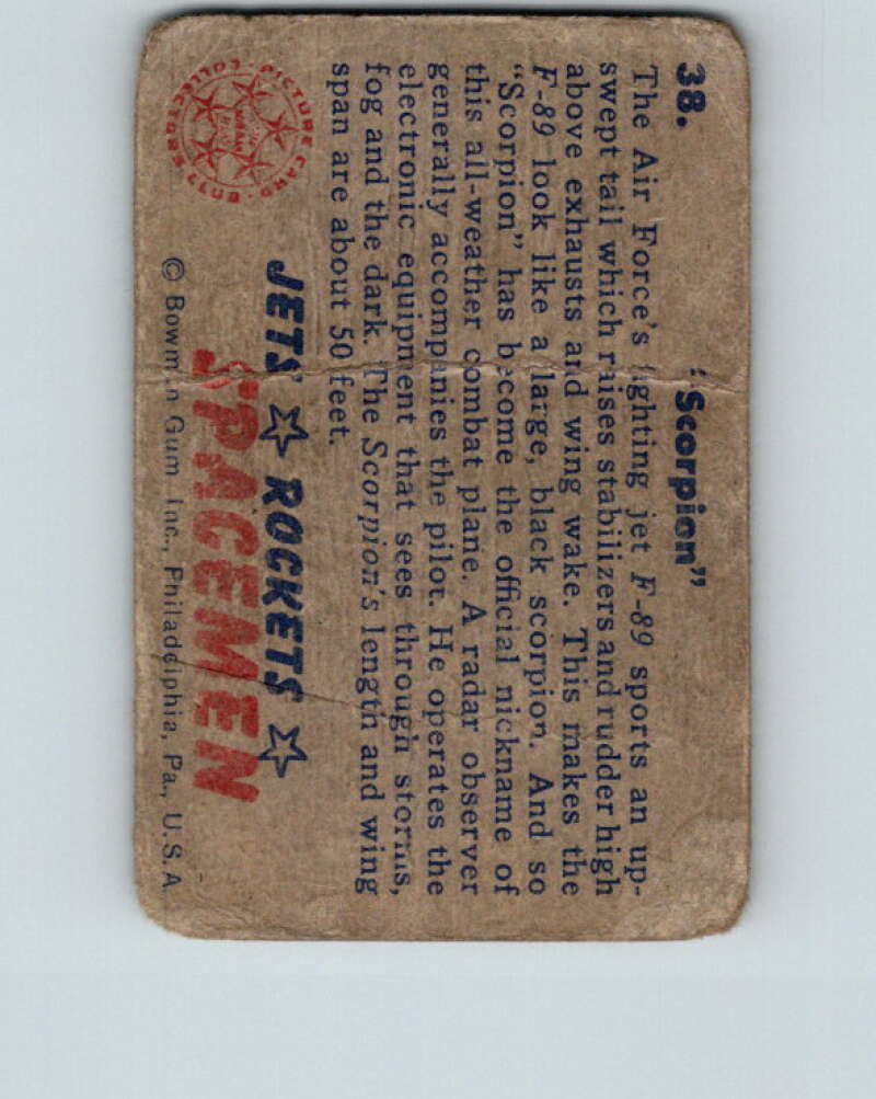 1951 Bowman Jets Rockets Spacemen #38 Scorpion V10189