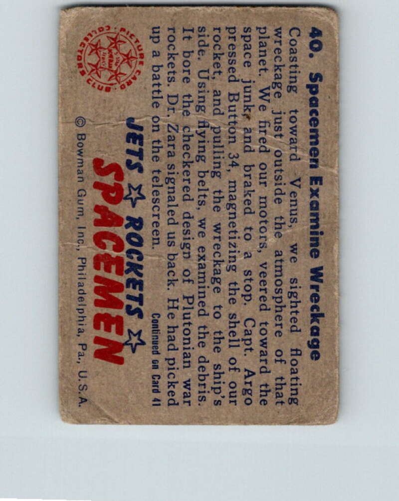1951 Bowman Jets Rockets Spacemen #40 Examine Wreckage V10190