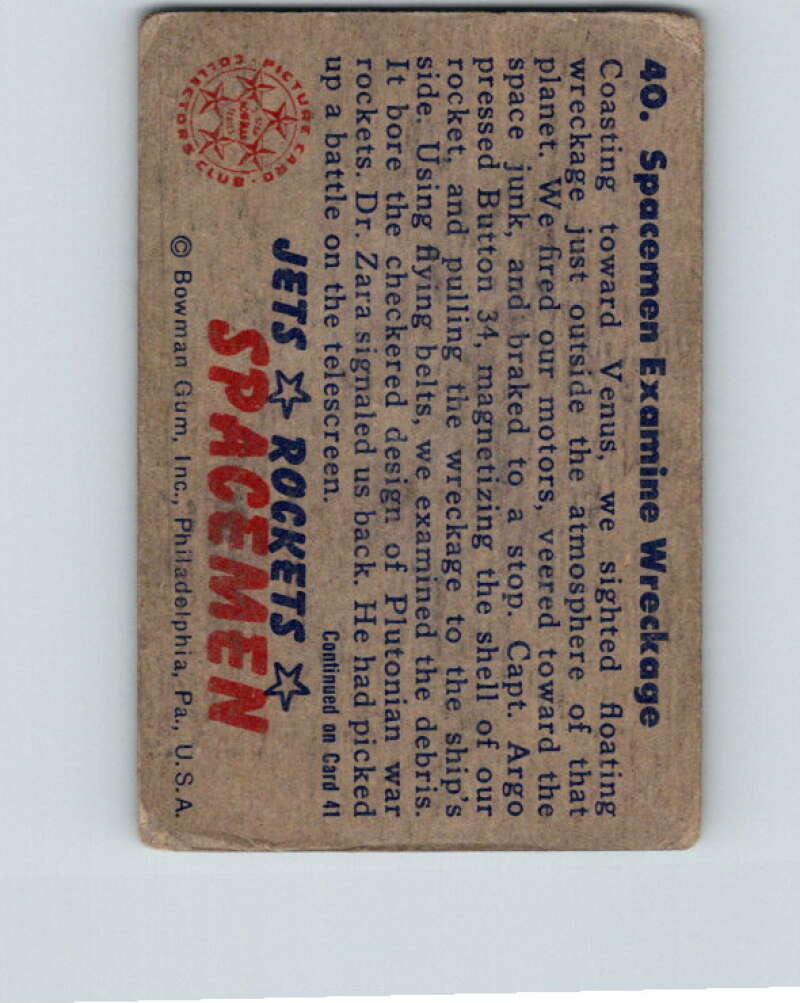 1951 Bowman Jets Rockets Spacemen #40 Examine Wreckage V10191