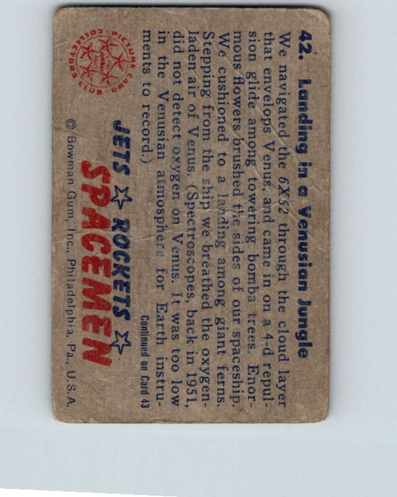1951 Bowman Jets Rockets Spacemen #42 Landing in Jungle V10192
