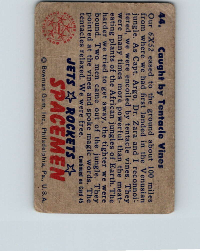 1951 Bowman Jets Rockets Spacemen #44 Caught by Vines V10193