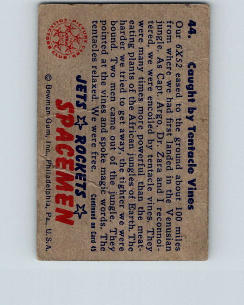 1951 Bowman Jets Rockets Spacemen #44 Caught by Vines V10194