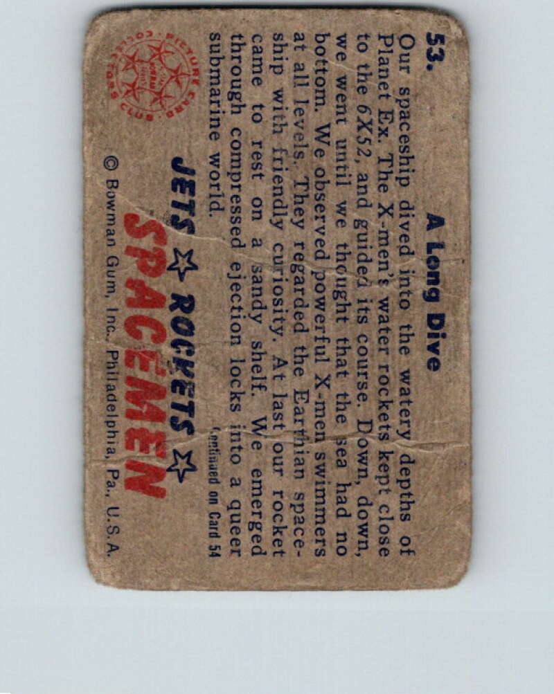 1951 Bowman Jets Rockets Spacemen #53 A Long Dive V10202
