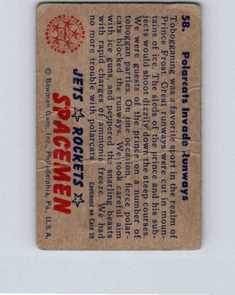 1951 Bowman Jets Rockets Spacemen #58 Polarcats Invade V10203