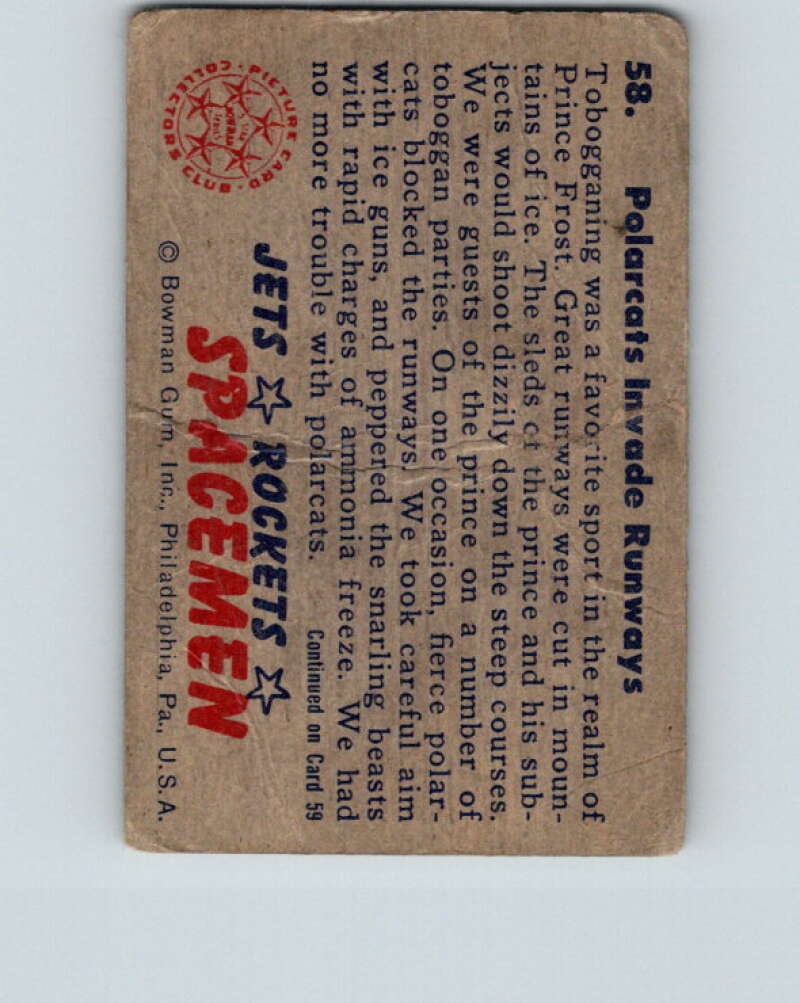 1951 Bowman Jets Rockets Spacemen #58 Polarcats Invade V10204