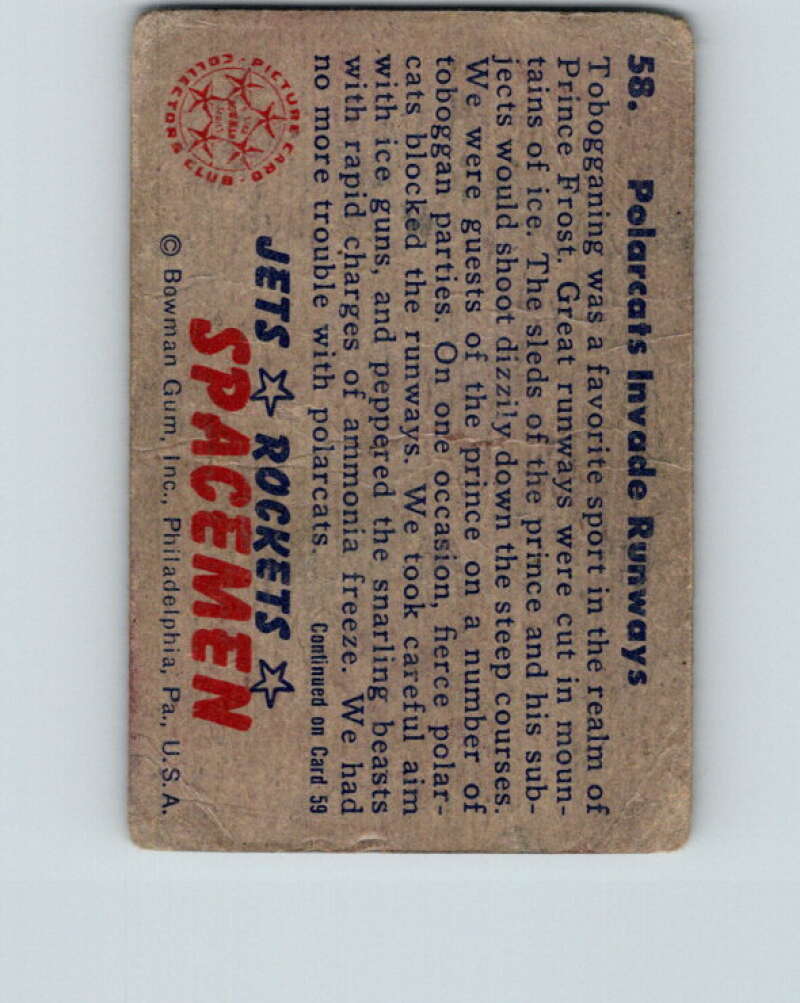 1951 Bowman Jets Rockets Spacemen #58 Polarcats Invade V10205