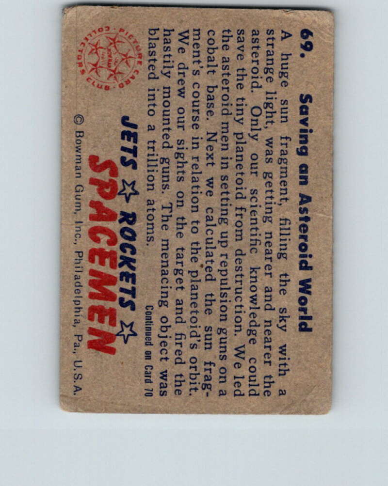 1951 Bowman Jets Rockets Spacemen #69 Saving Asteroid World V10213