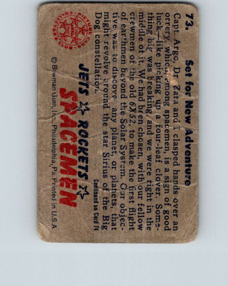 1951 Bowman Jets Rockets Spacemen #73 Set for Adventure V10219