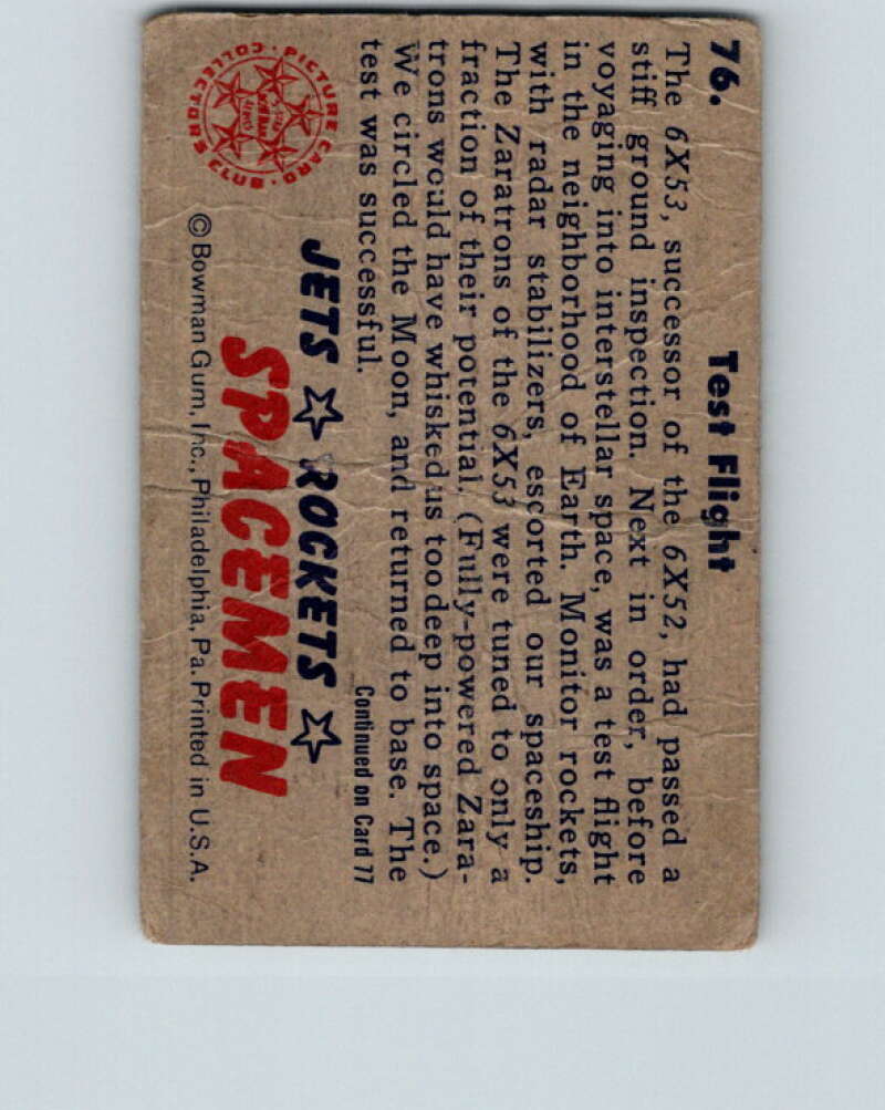 1951 Bowman Jets Rockets Spacemen #76 Test Flight V10220