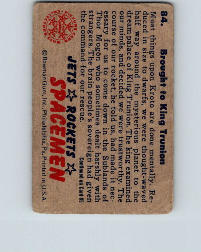 1951 Bowman Jets Rockets Spacemen #84 Brought to King V10223