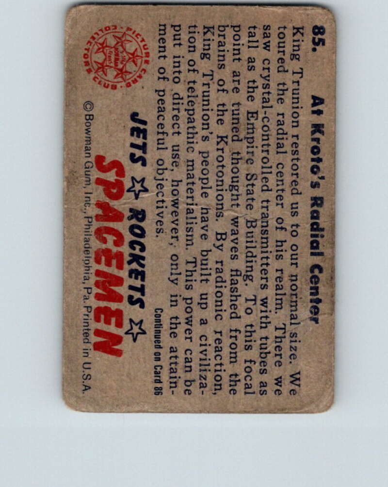 1951 Bowman Jets Rockets Spacemen #85 Krotos Centre V10224