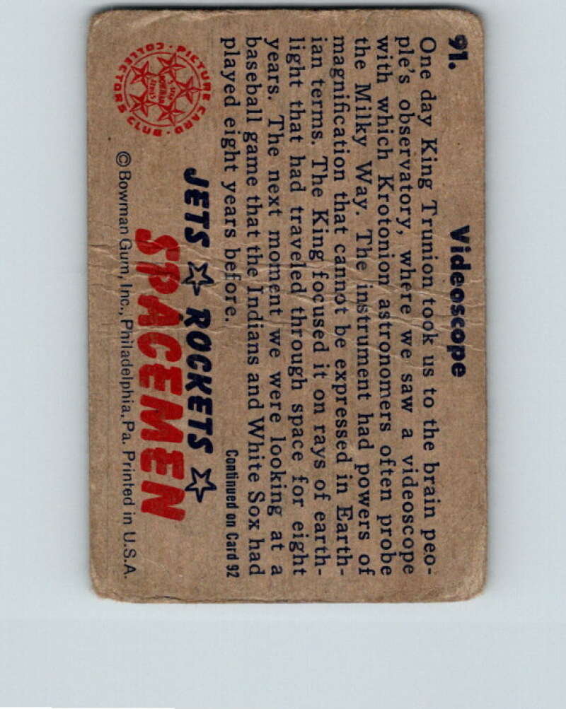 1951 Bowman Jets Rockets Spacemen #91 Videoscope V10226