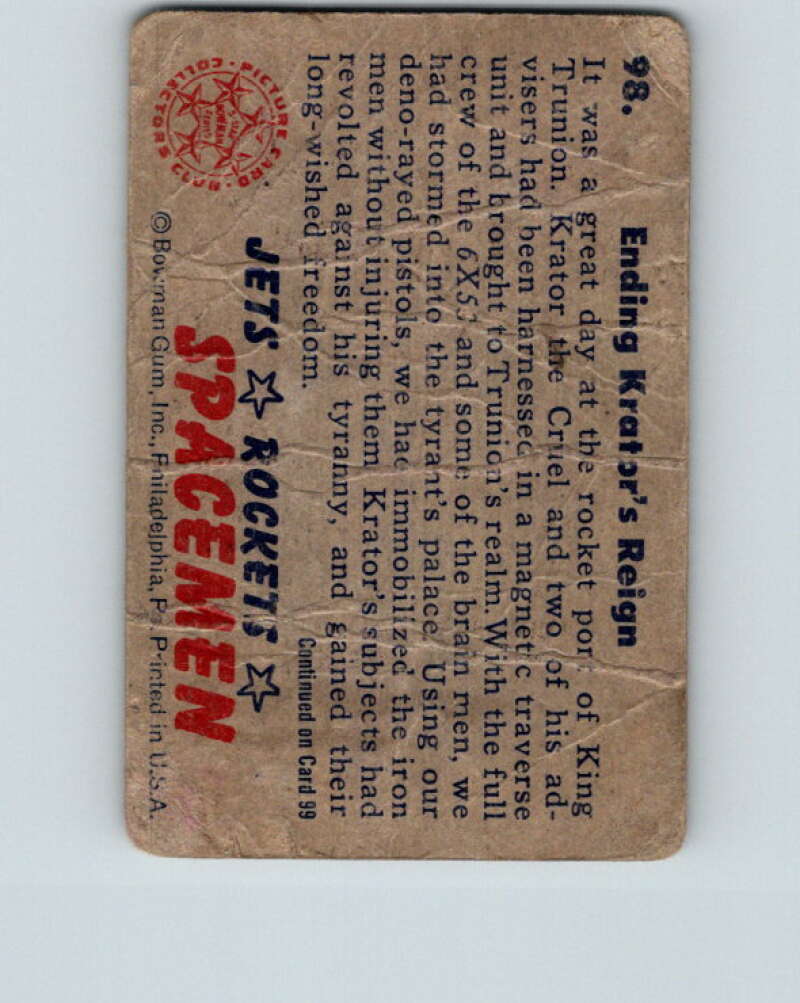 1951 Bowman Jets Rockets Spacemen #98 Ending Reign V10231