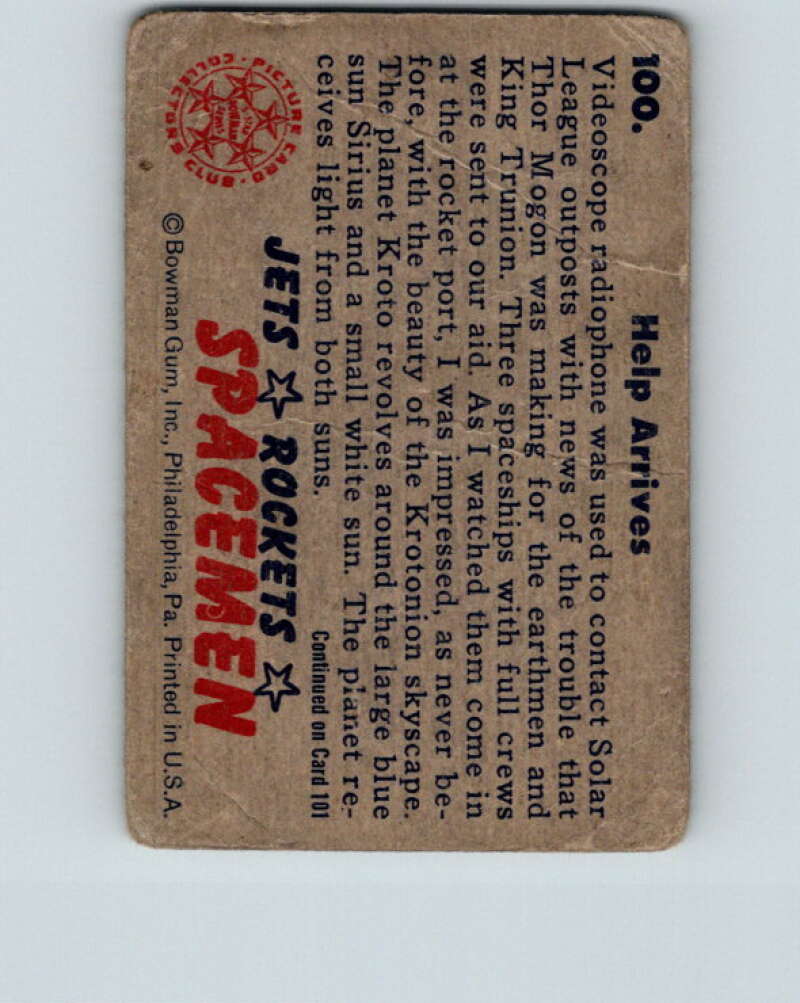 1951 Bowman Jets Rockets Spacemen #100 Help Arrives V10233