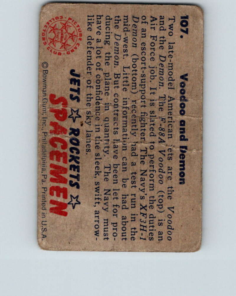 1951 Bowman Jets Rockets Spacemen #107 Voodoo Demon V10235