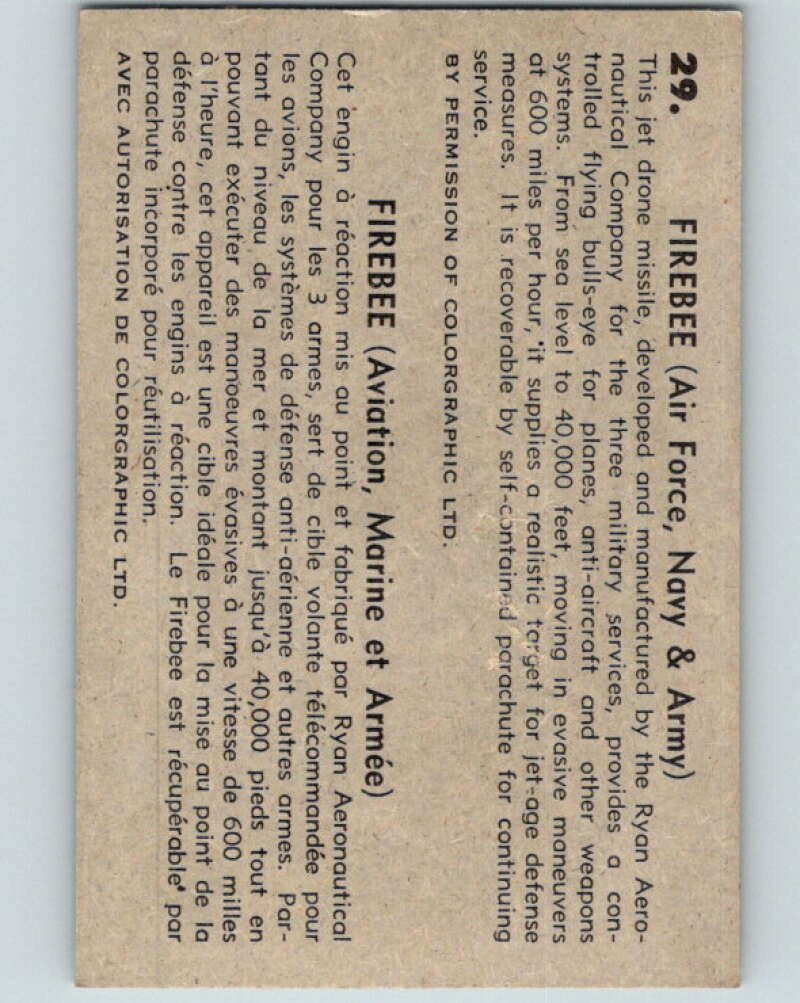 1958 Missiles and Satellites #29 Firbee (Air Force) V10244