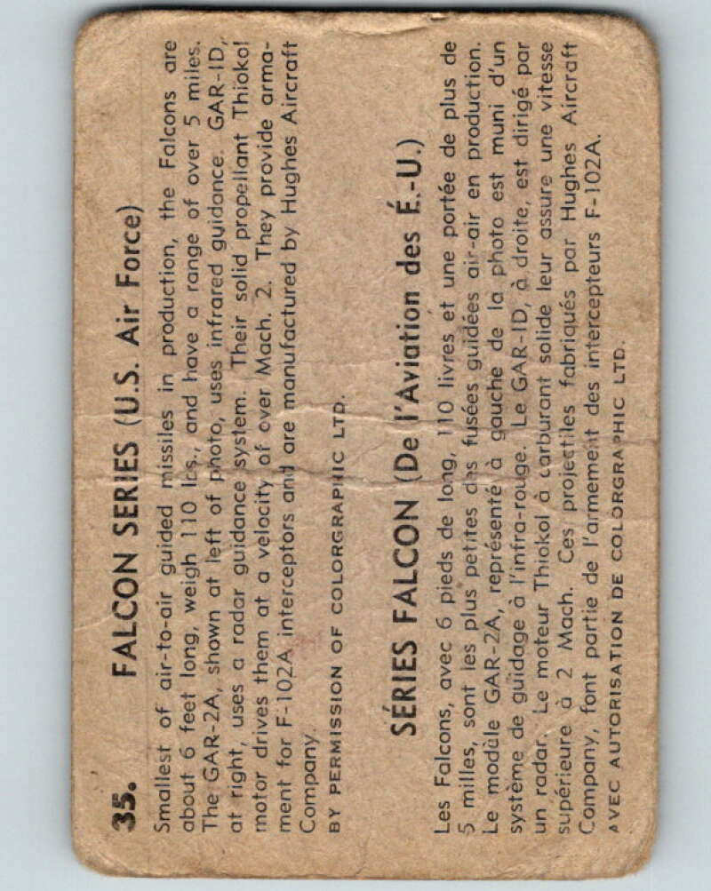 1958 Missiles and Satellites #35 Falcon Series V10248