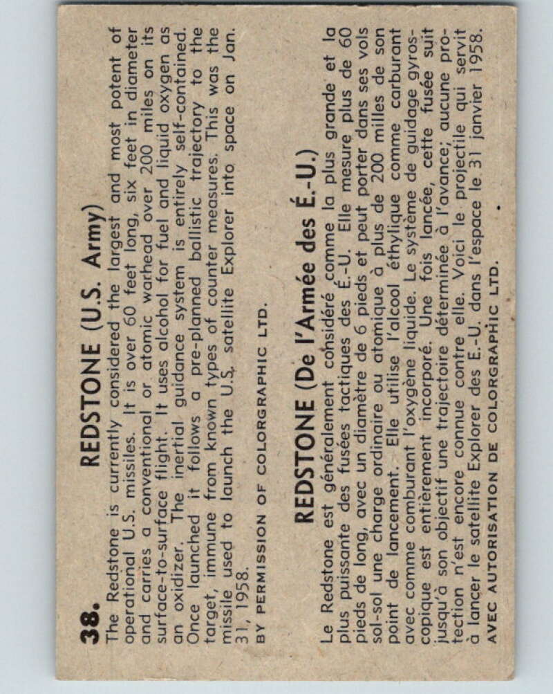 1958 Missiles and Satellites #38 Redstone (US Army) V10249
