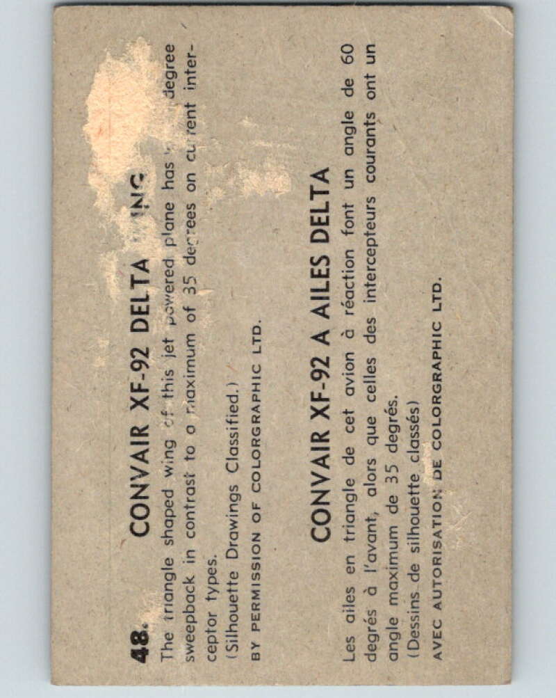 1958 Missiles and Satellites #48 Convair XF-92 Delta V10256