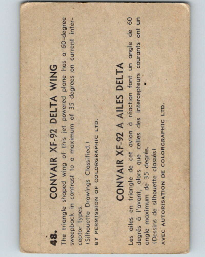 1958 Missiles and Satellites #48 Convair XF-92 Delta V10257