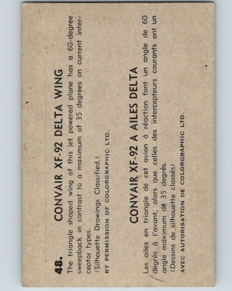 1958 Missiles and Satellites #48 Convair XF-92 Delta V10258