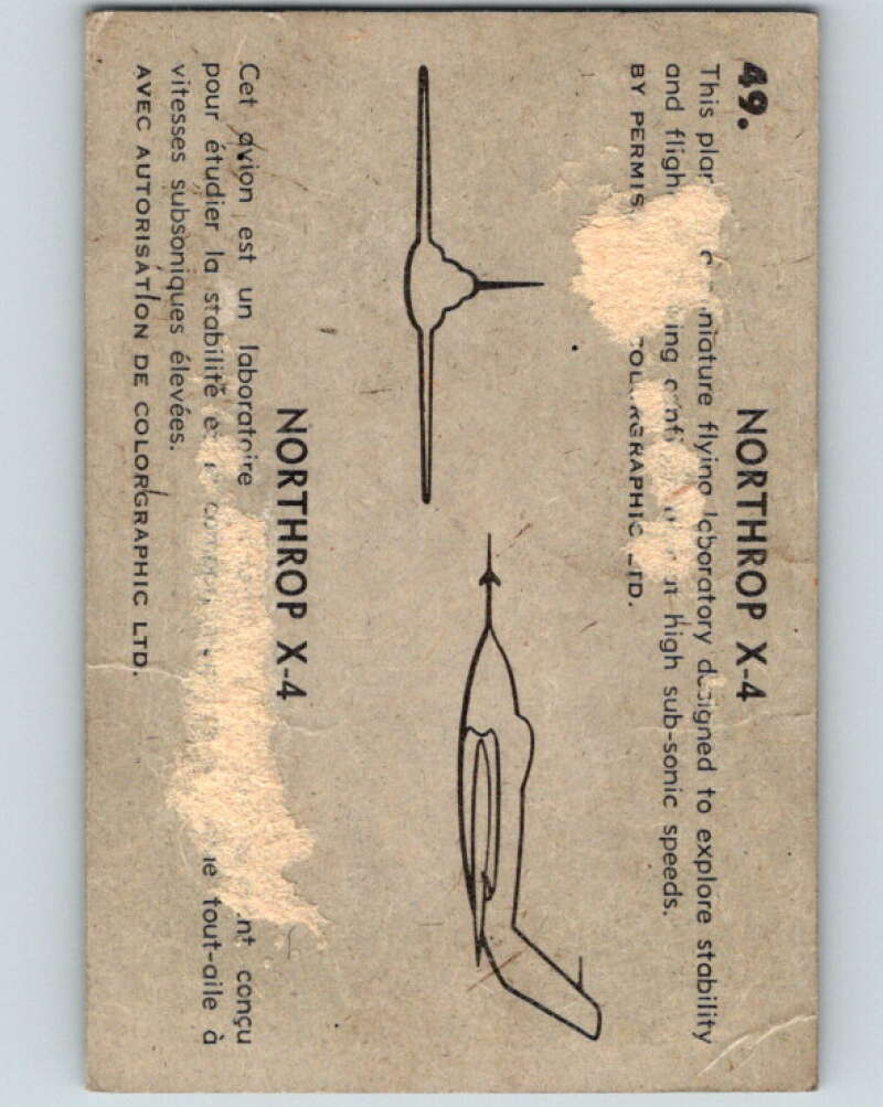 1958 Missiles and Satellites #49 Northrop X-4 V10259
