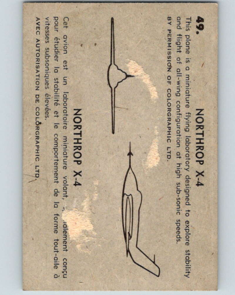 1958 Missiles and Satellites #49 Northrop X-4 V10260