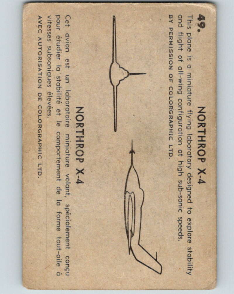 1958 Missiles and Satellites #49 Northrop X-4 V10261
