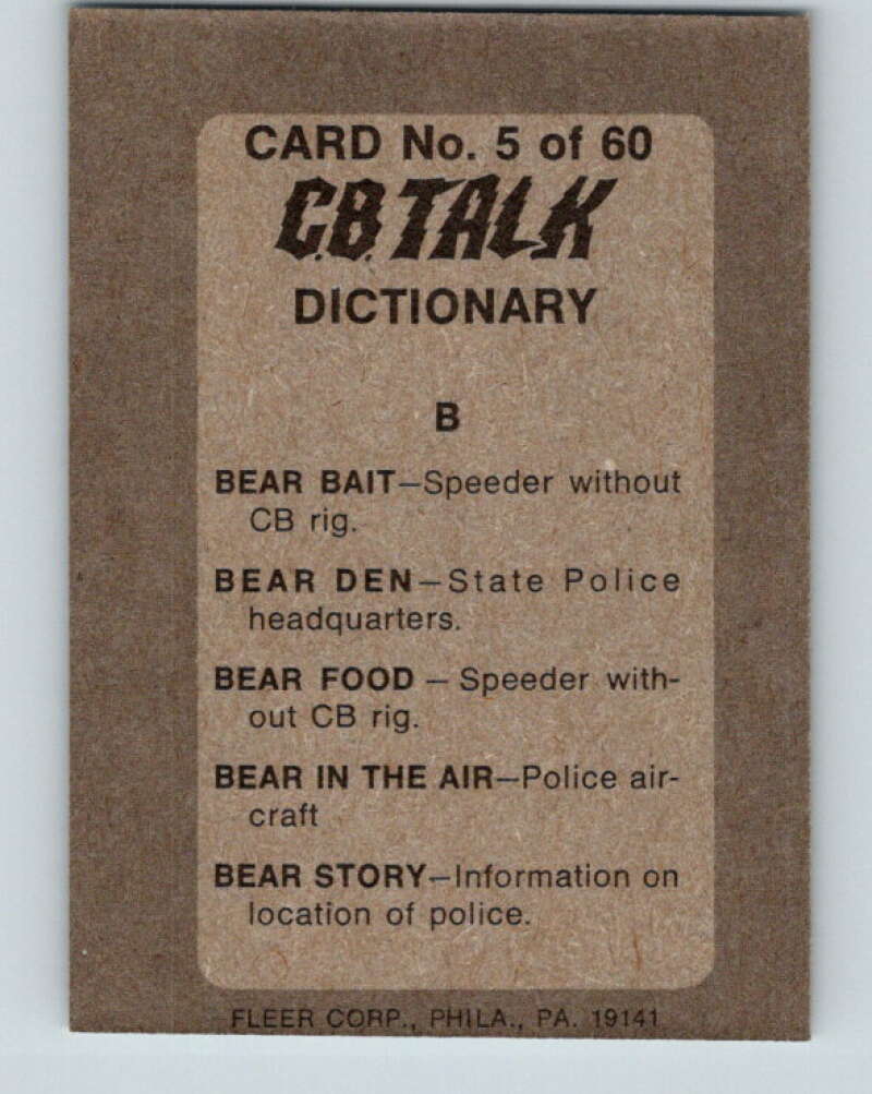 1977 Fleer CB Talk - #5 Bear Bait V10281