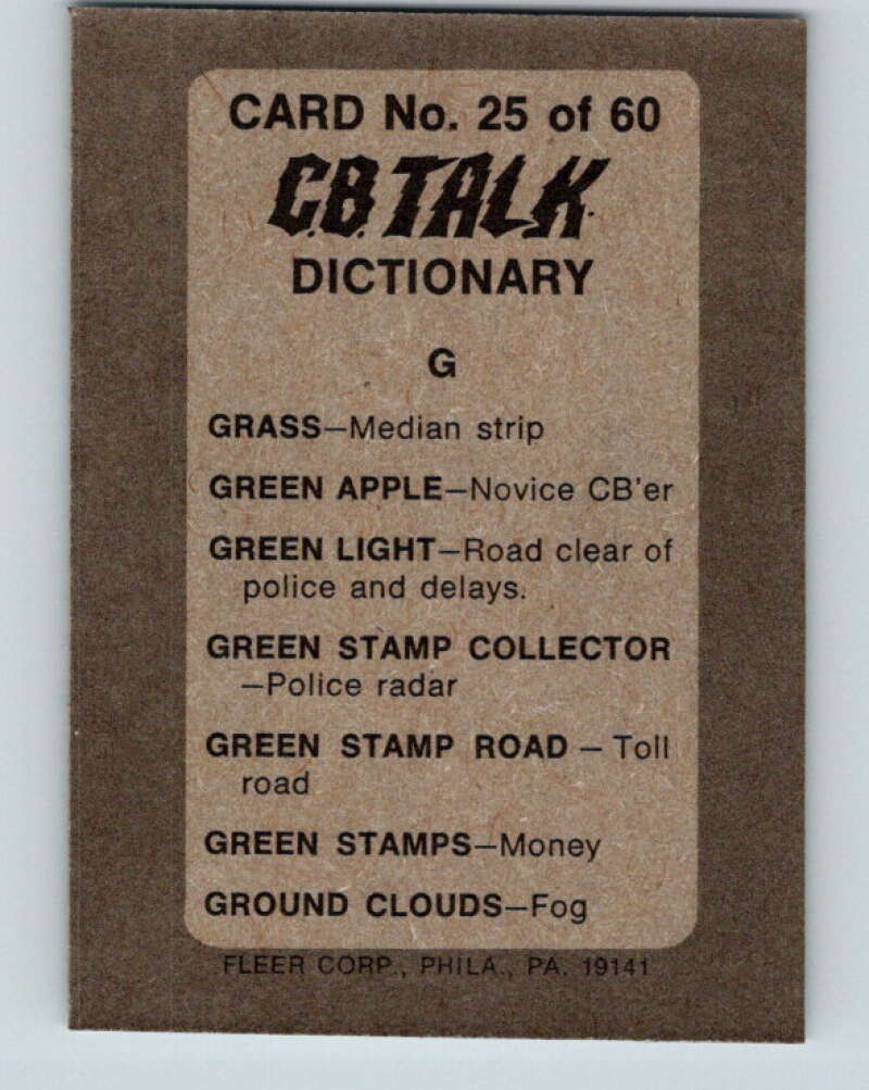 1977 Fleer CB Talk - #25 Grass V10285