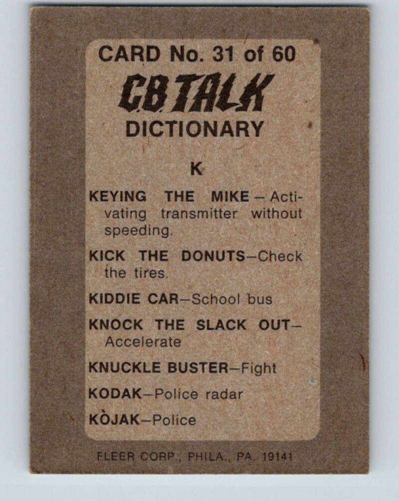 1977 Fleer CB Talk - #31 Keying the Mike V10286