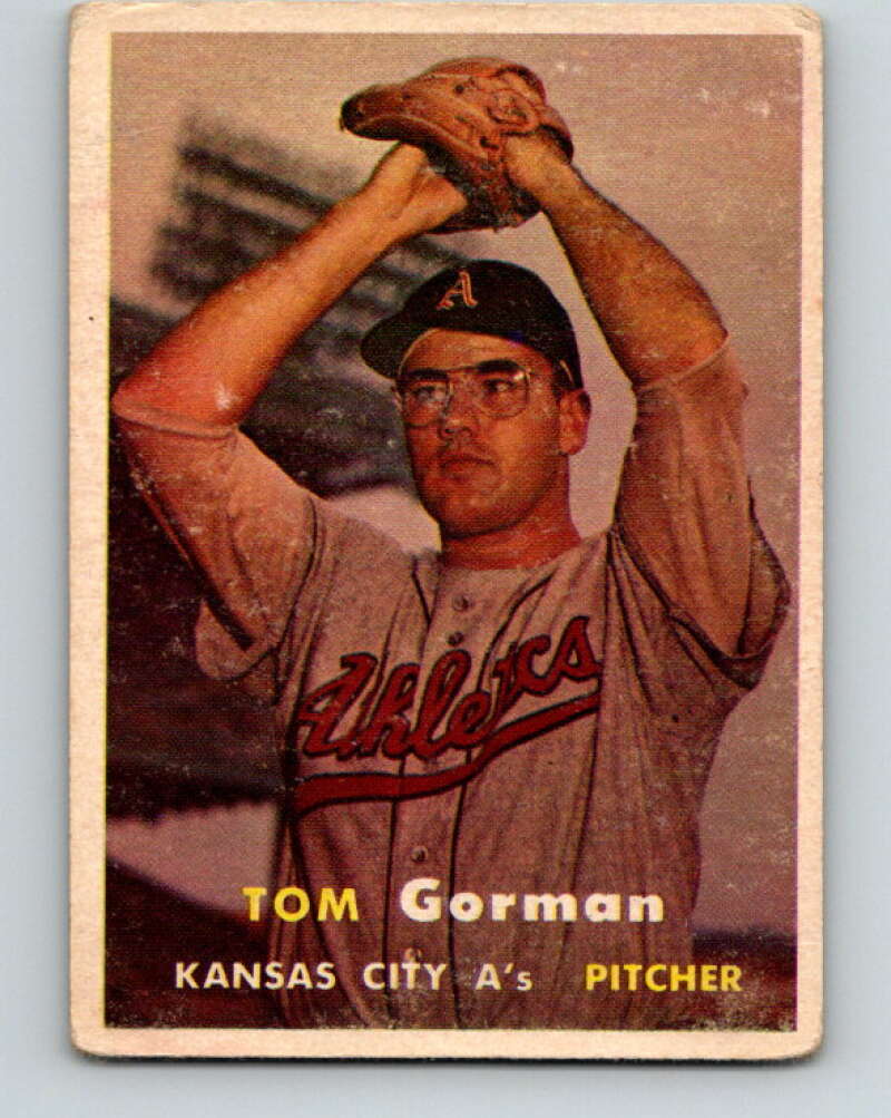 1957 Topps MLB #87 Tom Gorman UER Kansas City Athletics V10382