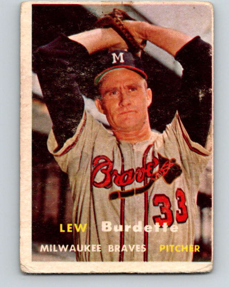 1957 Topps MLB #208 Lew Burdette Milwaukee Braves V10386