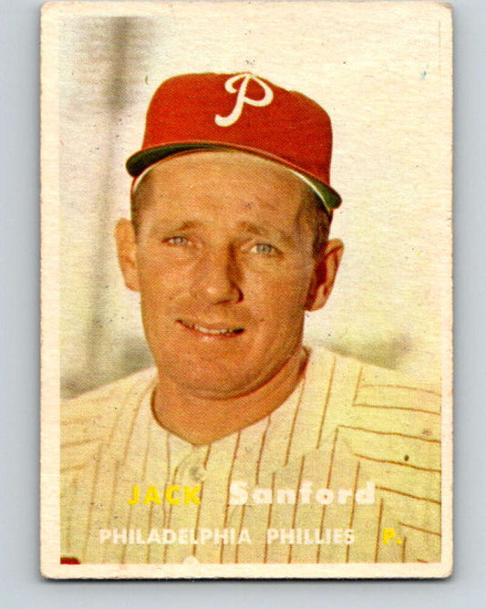 1957 Topps MLB #387 Jack Sanford UER  RC Rookie Philadelphia Phillies  V10398