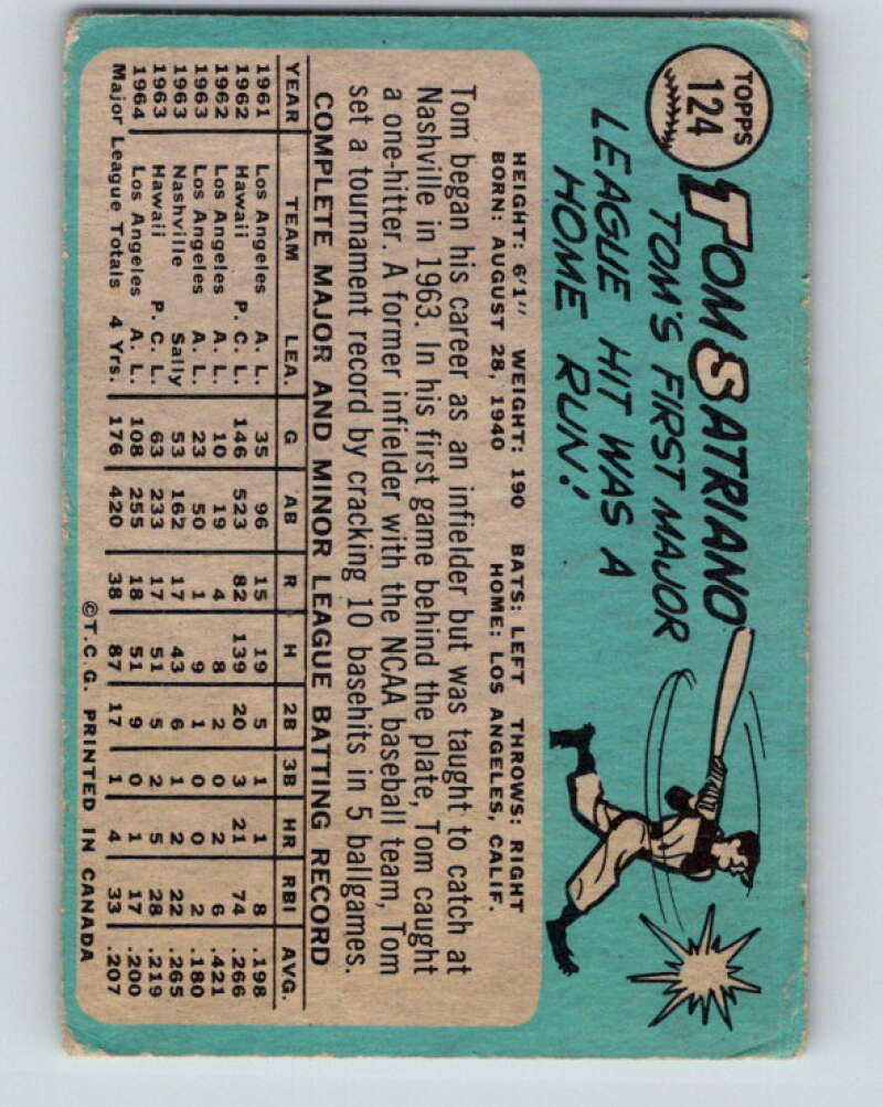1965 Topps MLB #124 Tom Satriano Los Angeles Angels� V10521