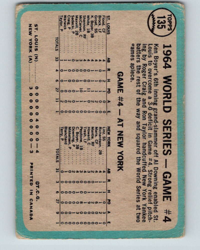 1965 Topps MLB #135 World Series Game 4 Boyer's Grand-Slam � V10524