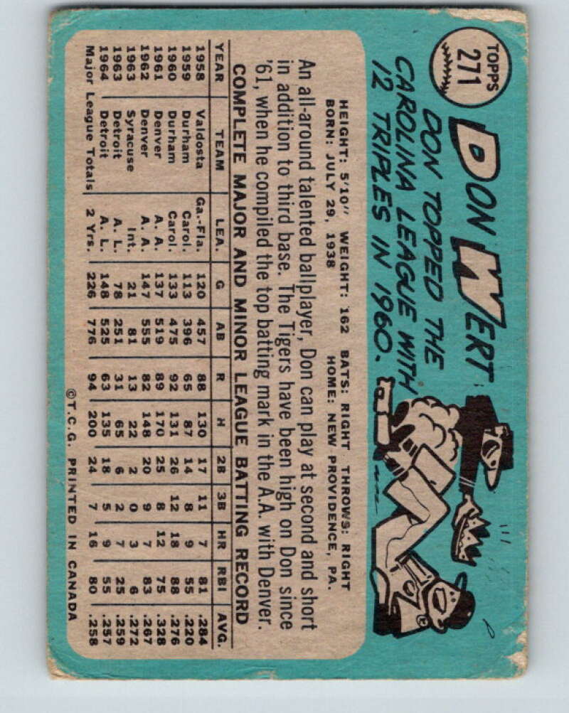 1965 Topps MLB #271 Don Wert Detroit Tigers� V10557