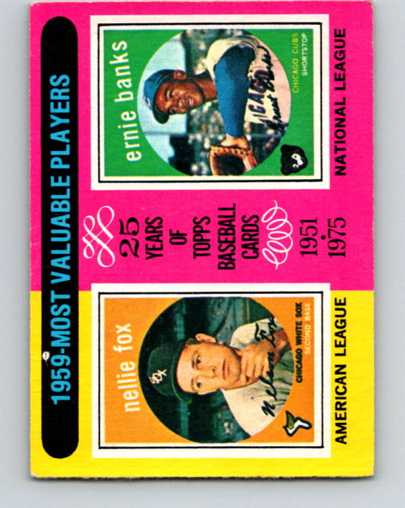 1975 O-Pee-Chee MLB #197 Nellie Fox/Ernie Banks MVP V10591