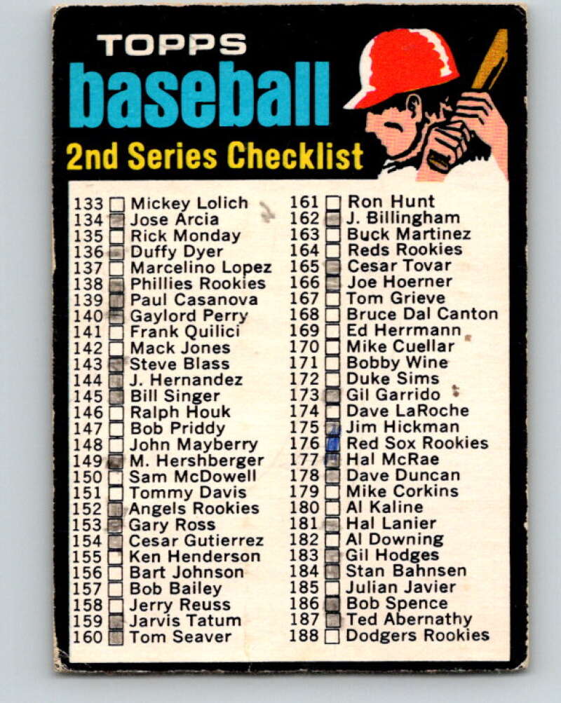 1971 O-Pee-Chee MLB #123 Checklist 133-263 � V10870