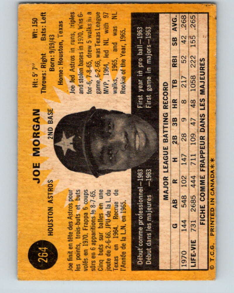 1971 O-Pee-Chee MLB #264 Joe Morgan� Houston Astros� V11122