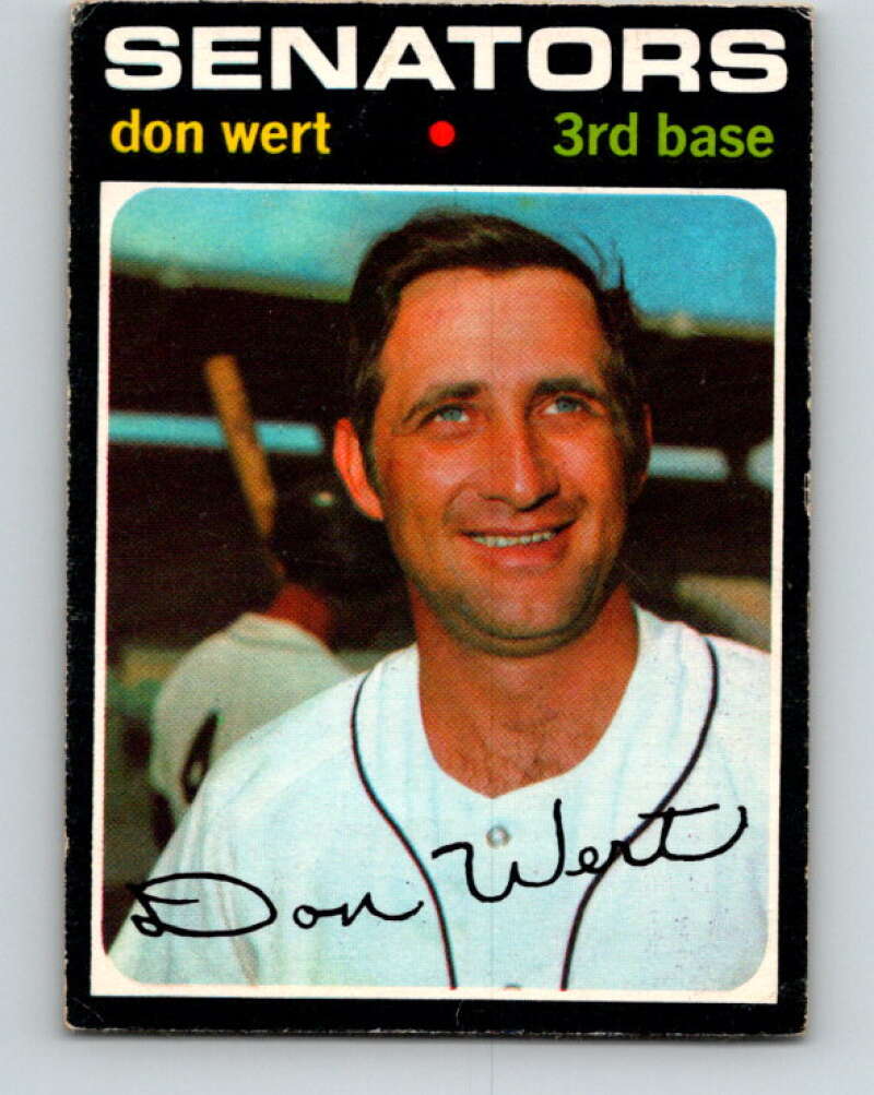 1971 O-Pee-Chee MLB #307 Don Wert� Washington Senators� V11148