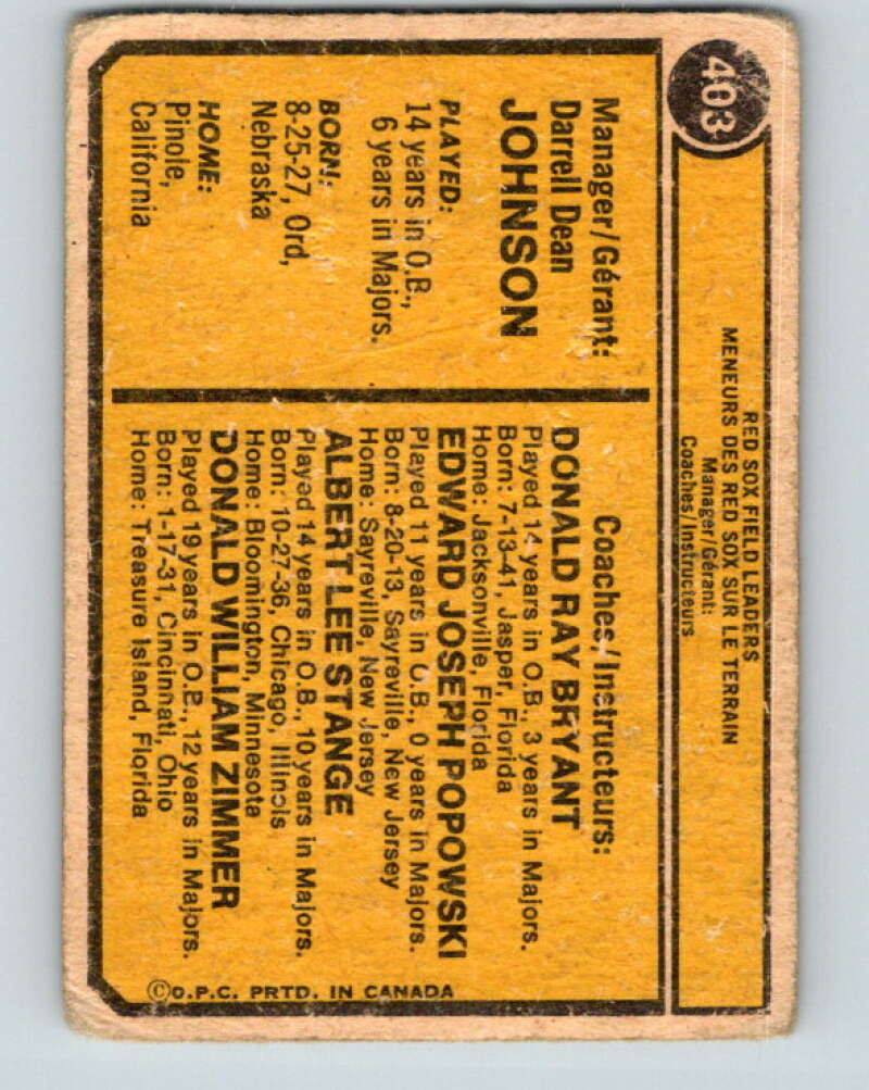 1973 O-Pee-Chee MLB #403 Sonny Jackson Atlanta Braves V11210