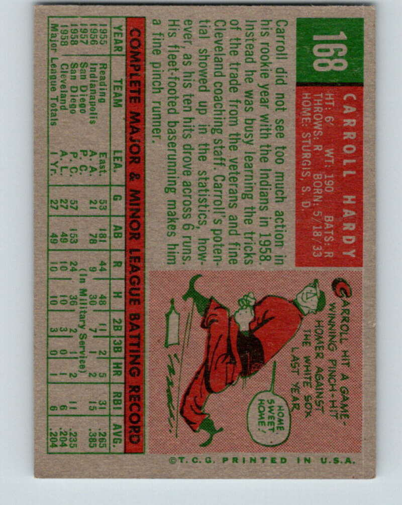 1959 Topps MLB #168 Carroll Hardy Cleveland Indians V11326