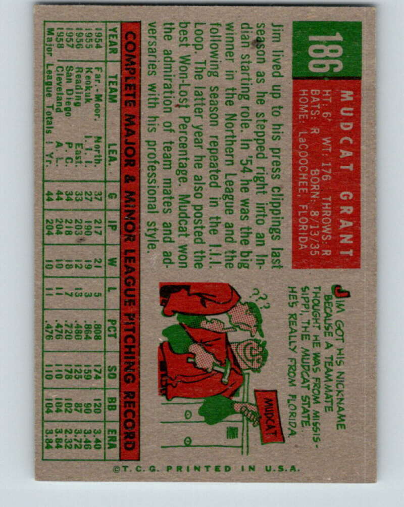 1959 Topps MLB #186 Mudcat Grant Cleveland Indians V11329