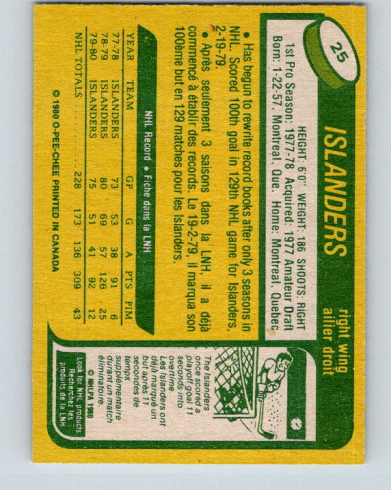 1980-81 O-Pee-Chee #25 Mike Bossy New York Islanders V11355