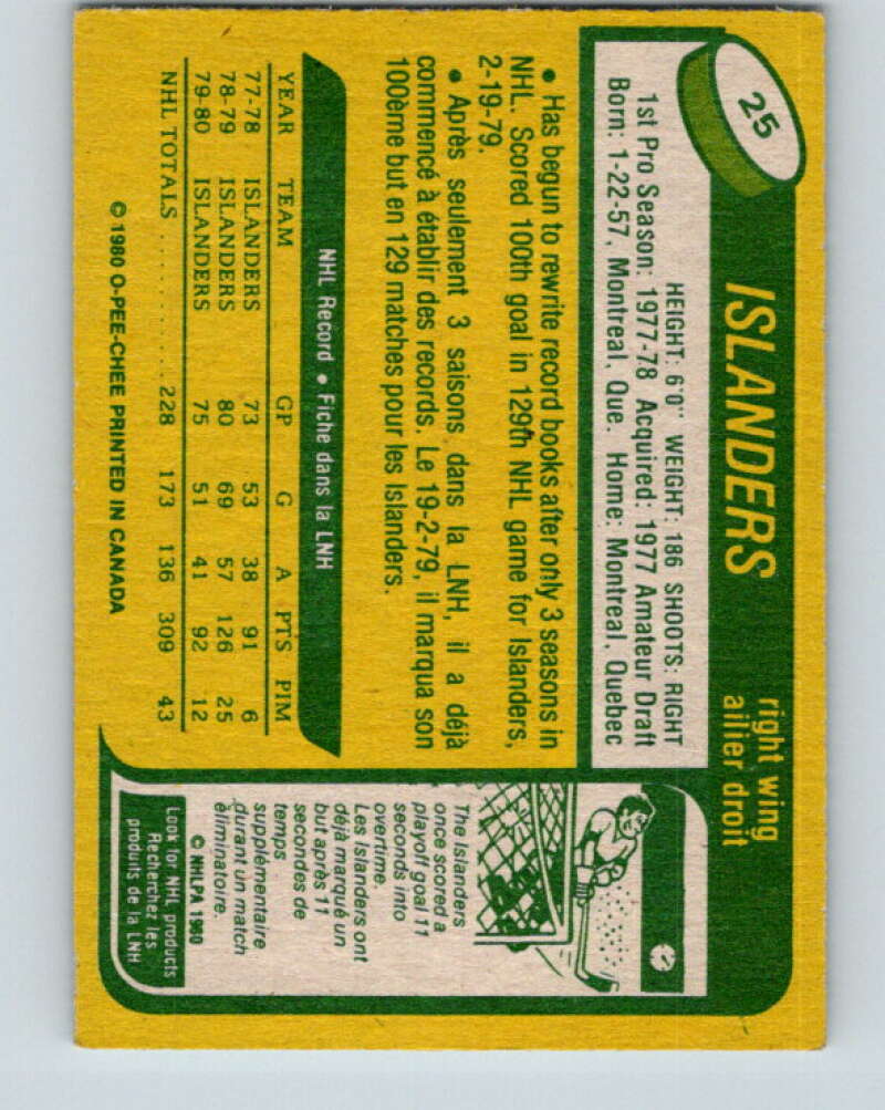 1980-81 O-Pee-Chee #25 Mike Bossy  New York Islanders  V11357