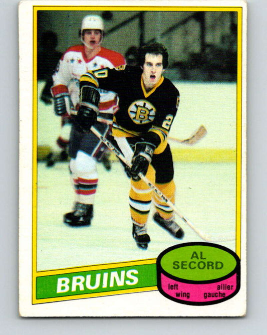 1980-81 O-Pee-Chee #129 Al Secord  RC Rookie Boston Bruins  V11418