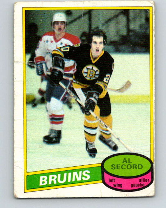 1980-81 O-Pee-Chee #129 Al Secord  RC Rookie Boston Bruins  V11426