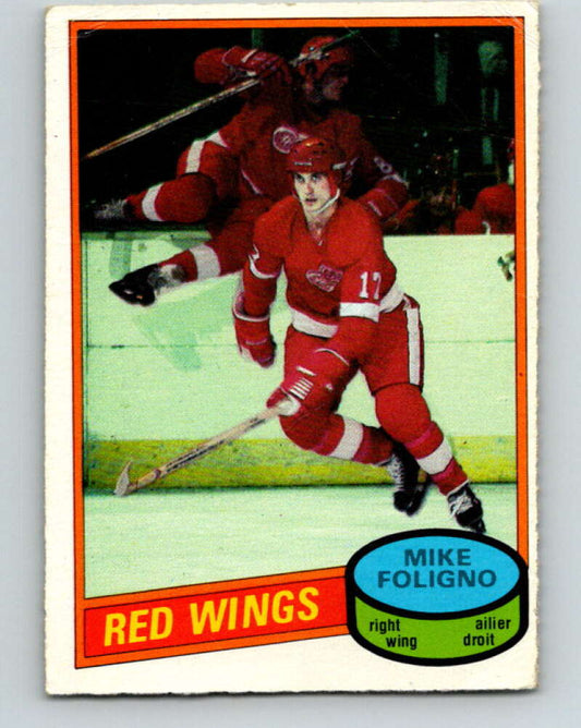 1980-81 O-Pee-Chee #187 Mike Foligno  RC Rookie Detroit Red Wings  V11444