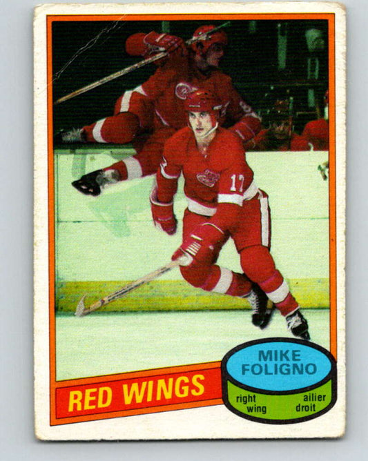 1980-81 O-Pee-Chee #187 Mike Foligno  RC Rookie Detroit Red Wings  V11448